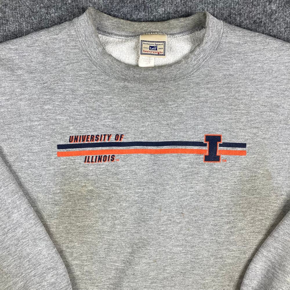 Lee Sweatshirt Mens Large Gray University‎ of Illinois Crewneck Vintage Fit